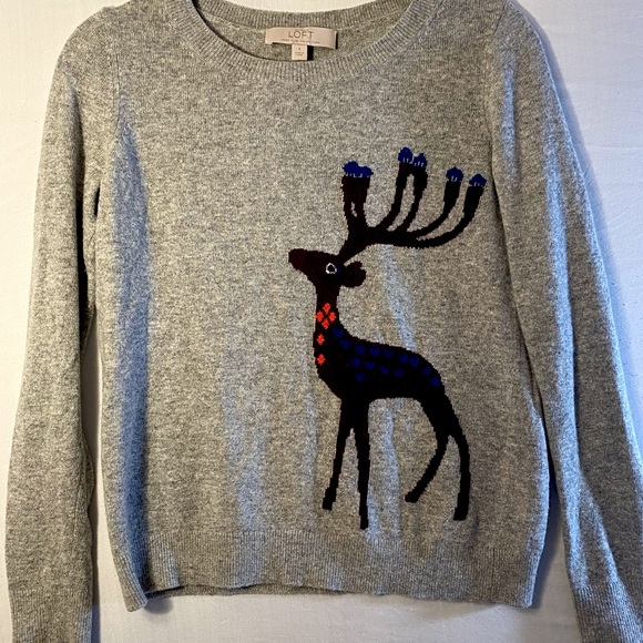 Reindeer Sweater Italian Yarn Wool Christmas Hanukkah Holiday Festive Cozy Sz S - Picture 1 of 8